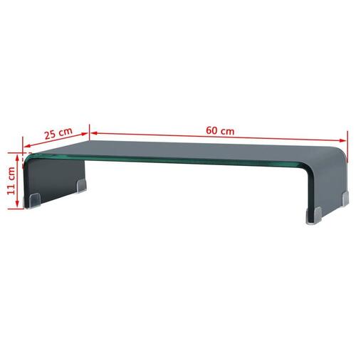 TV-stander/monitorstand sort glas 60x25x11 cm