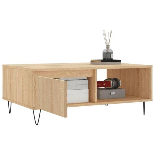 Sofabord 90x60x35 cm konstrueret træ sonoma-eg