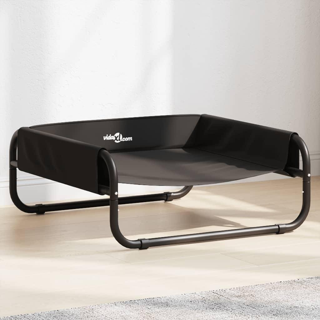 Løftet hundeseng oxfordstof og stål antracitgrå