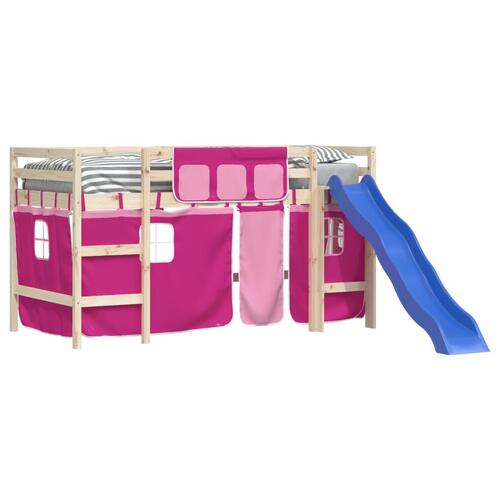Gardiner til højseng polyester pink