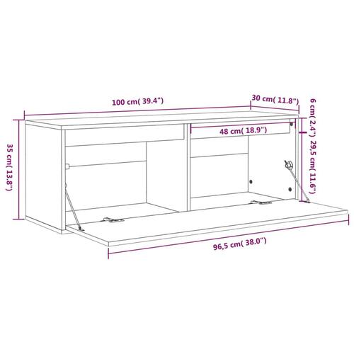 Vægskab 100x30x35 cm massivt fyrretræ