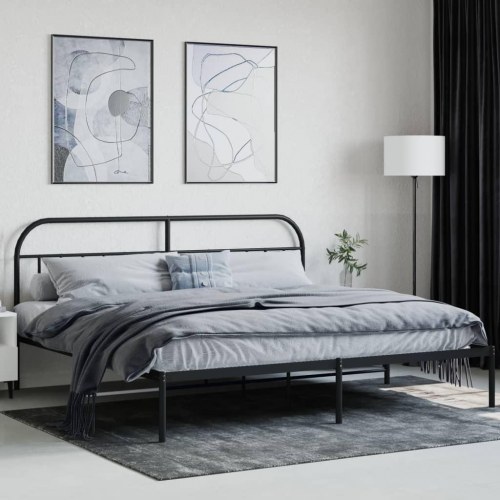 Sengeramme med sengegavl 193 × 203 cm - metal, sort