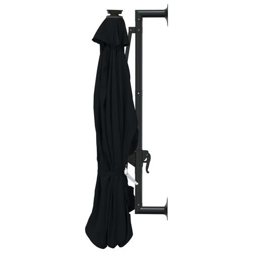 Væghængt parasol m. LED-lys 300 cm sort