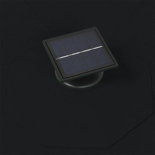 Væghængt parasol m. LED-lys 300 cm sort