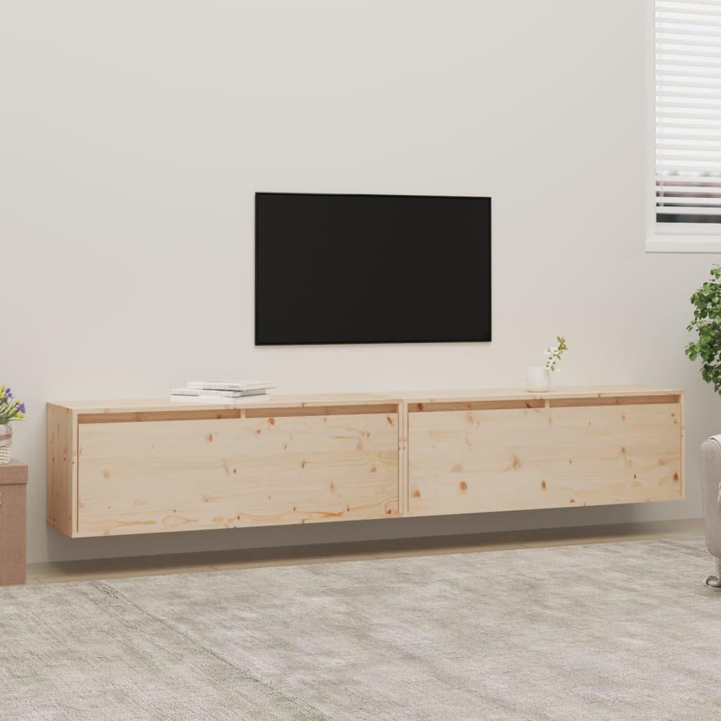Vægskabe 2 stk. 100x30x35 cm massivt fyrretræ