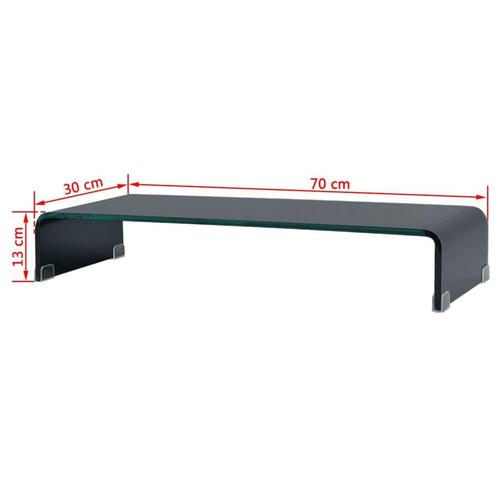 TV-stander/monitorstand sort glas 70x30x13 cm