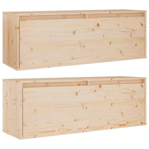 Vægskabe 2 stk. 100x30x35 cm massivt fyrretræ