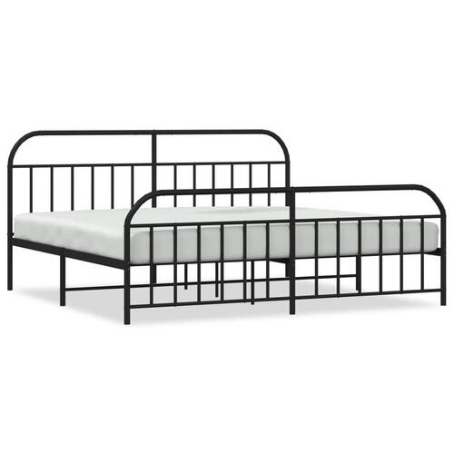 Sengeramme med sengegavl og fodgærde 200x200 cm metal sort