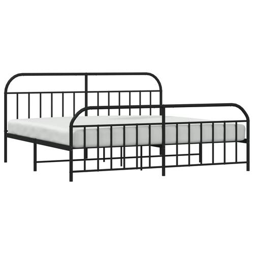 Sengeramme med sengegavl og fodgærde 200x200 cm metal sort
