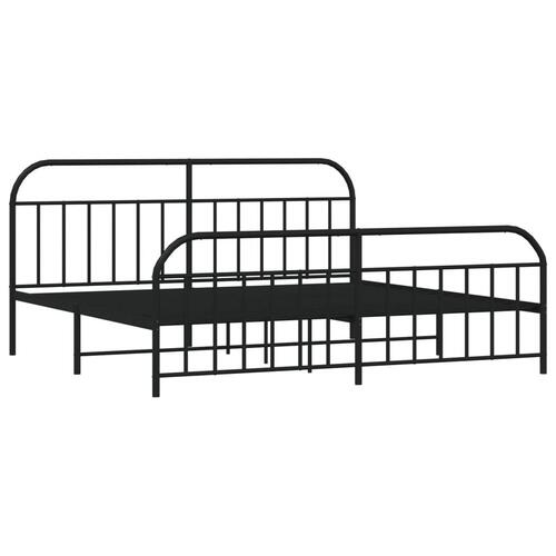 Sengeramme med sengegavl og fodgærde 200x200 cm metal sort