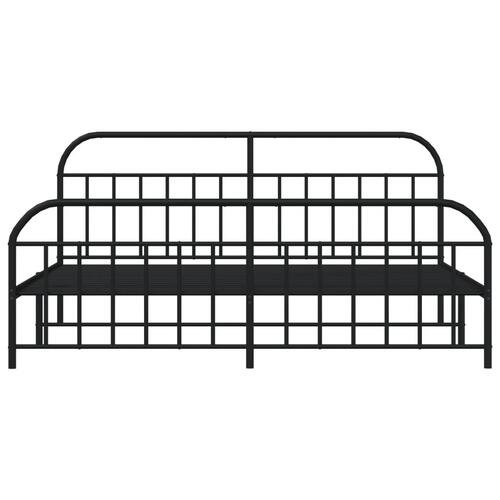 Sengeramme med sengegavl og fodgærde 200x200 cm metal sort