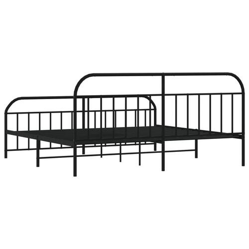 Sengeramme med sengegavl og fodgærde 200x200 cm metal sort