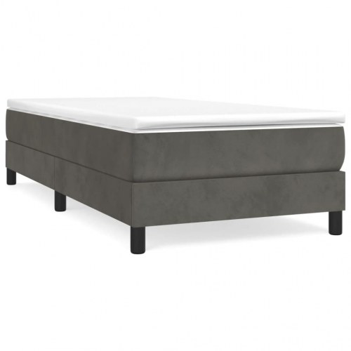 Boxspring sengeramme i fløjl - mørkegrå 90 x 190 cm