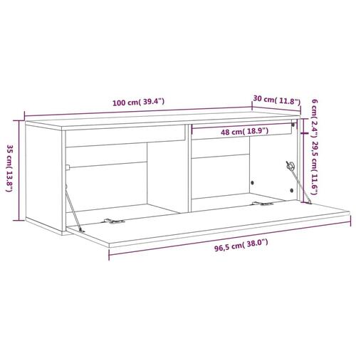 Vægskab 100x30x35 cm massivt fyrretræ hvid