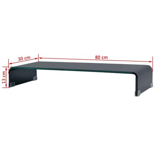 TV-stander/monitorstand sort glas 80x30x13 cm