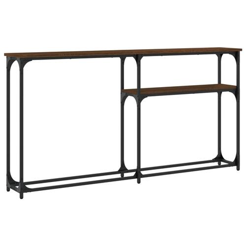 Konsolbord 145x22,5x75 cm konstrueret træ brunt egetræ