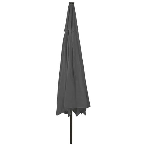 Parasol m. LED-lys + metalstang 400 cm antracitgrå