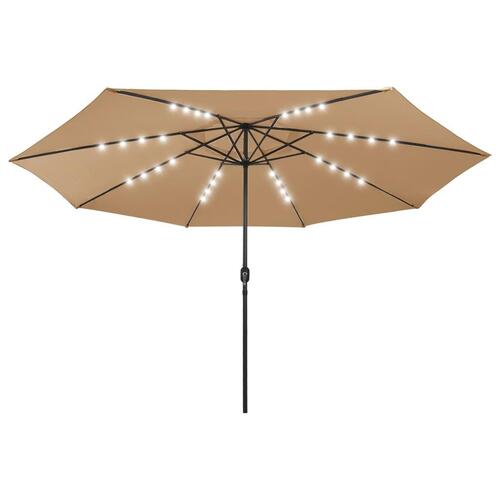 Haveparasol med LED-lys 400 cm gråbrun