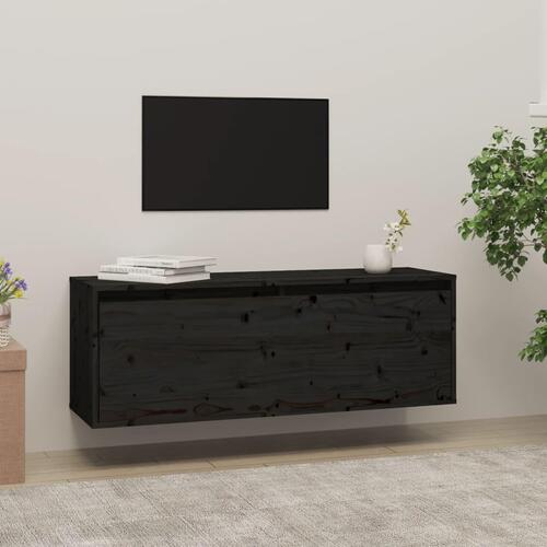 Vægskab 100x30x35 cm massivt fyrretræ sort