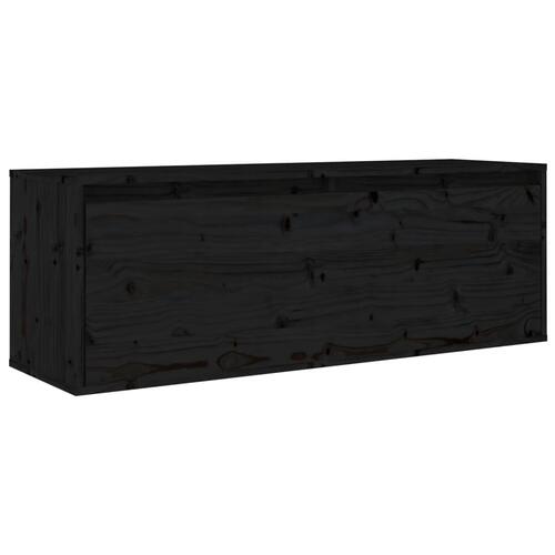 Vægskab 100x30x35 cm massivt fyrretræ sort