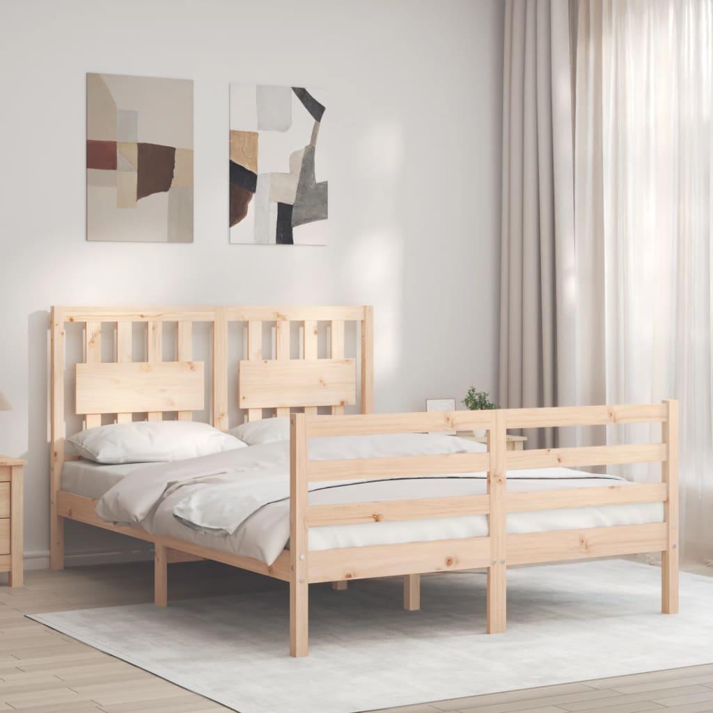 Sengeramme med sengegavl 140x190 cm massivt træ