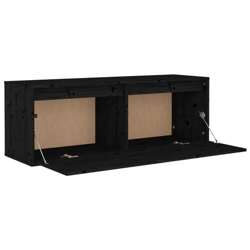 Vægskab 100x30x35 cm massivt fyrretræ sort