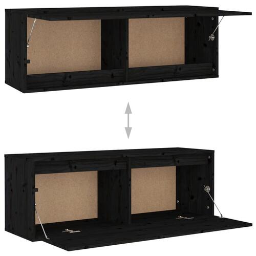 Vægskab 100x30x35 cm massivt fyrretræ sort