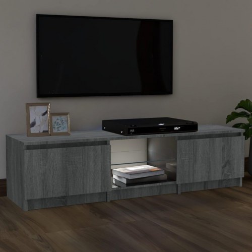 Tv-bord med LED-lys 140x40x35,5 cm grå sonoma-eg