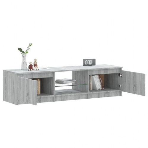 Tv-bord med LED-lys 140x40x35,5 cm grå sonoma-eg