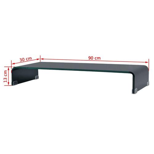 TV-stander/monitorstand sort glas 90x30x13 cm
