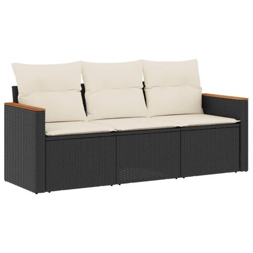 Sofasæt til haven 3 dele med hynder polyrattan sort