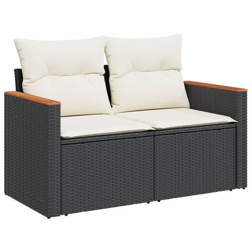 Sofasæt til haven 3 dele med hynder polyrattan sort