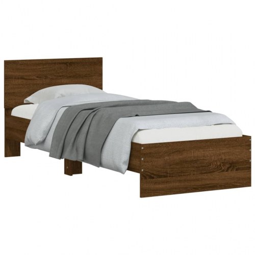 Sengeramme m. sengegavl 75x190 cm uden madras brun egetræsfarve