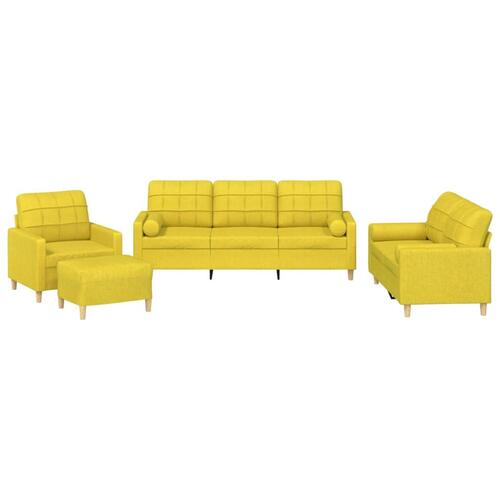 Sofasæt 4 dele med puder stof lysegul
