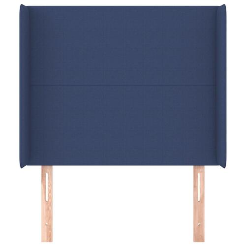 Sengegavl med kanter 103x16x118/128 cm stof blå