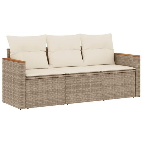 Sofasæt til haven 3 dele med hynder polyrattan beige