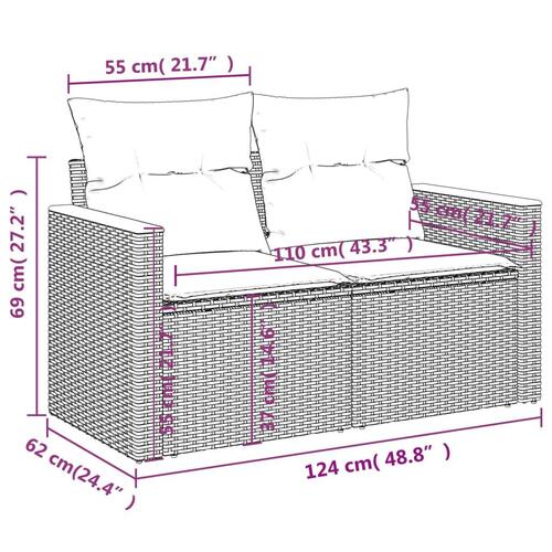 Sofasæt til haven 3 dele med hynder polyrattan beige