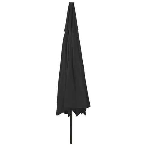 Parasol m. LED-lys + metalstang 400 cm sort