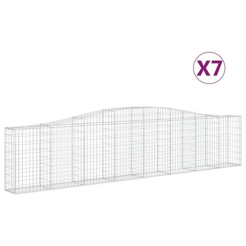 Buede gabionkurve - 7 stk. 400 × 30 × 80/100 cm i galvaniseret jern