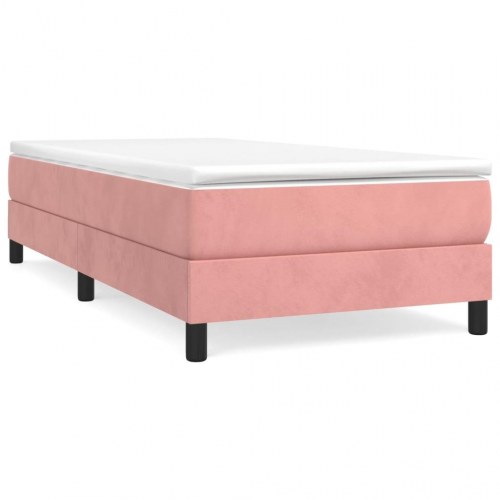 Boxspring sengeramme 90 x 190 cm i fløjl - lyserød