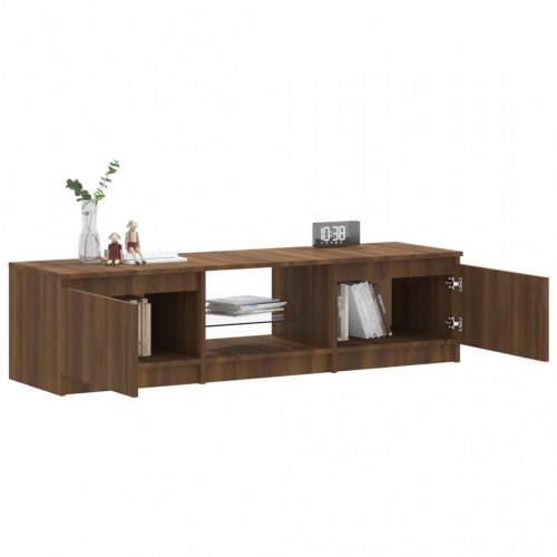 Tv-bord med LED-lys 140x40x35,5 cm brun egetræsfarve