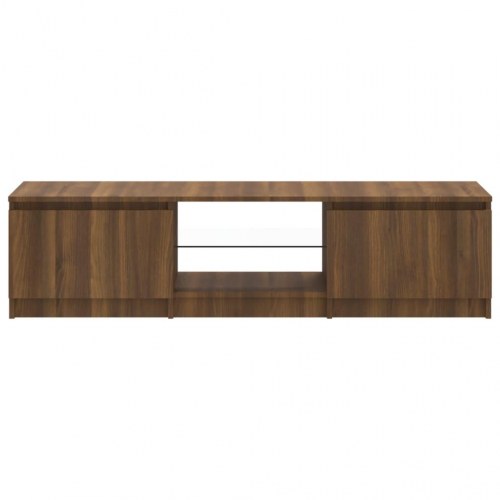 Tv-bord med LED-lys 140x40x35,5 cm brun egetræsfarve
