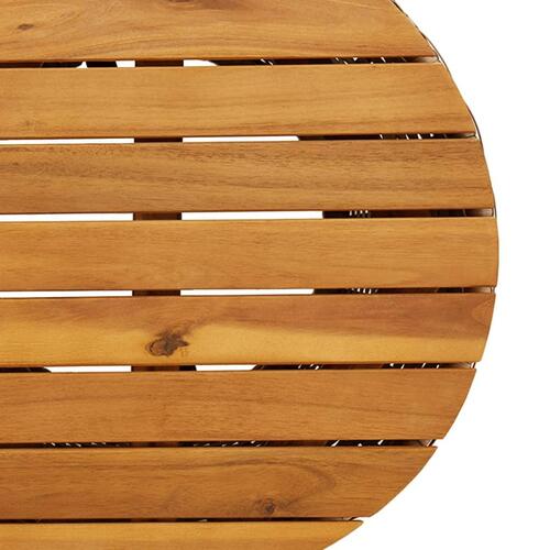 Sidebord trommeformet polyrattan og massivt træ beige