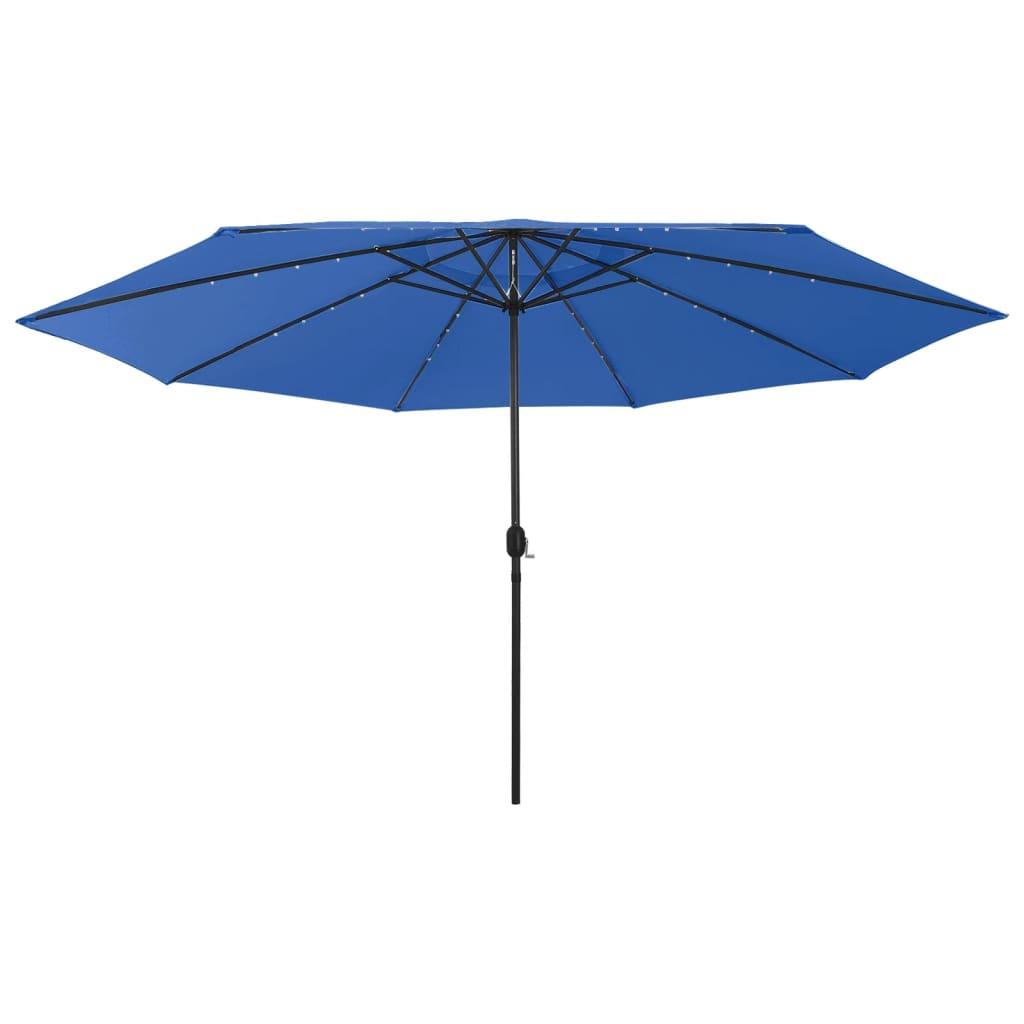 Haveparasol med LED-lys 400 cm azurblå