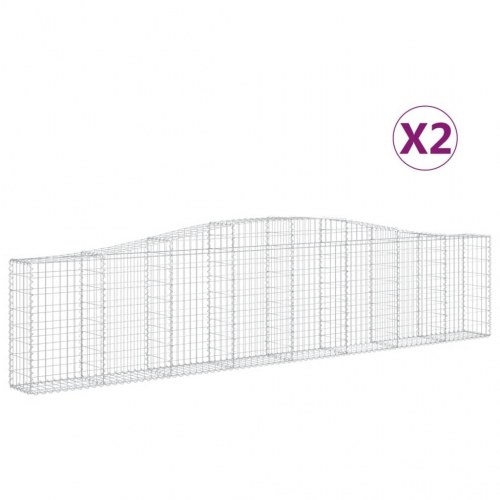 Buede gabionkurve - 2 stk. 400 × 30 × 80/100 cm i galvaniseret jern