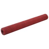 Hønsenet stål med PVC-belægning 25 x 1,2 m rød