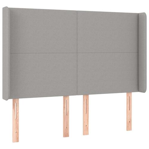 Sengegavl med kanter 147x16x118/128 cm stof lysegrå