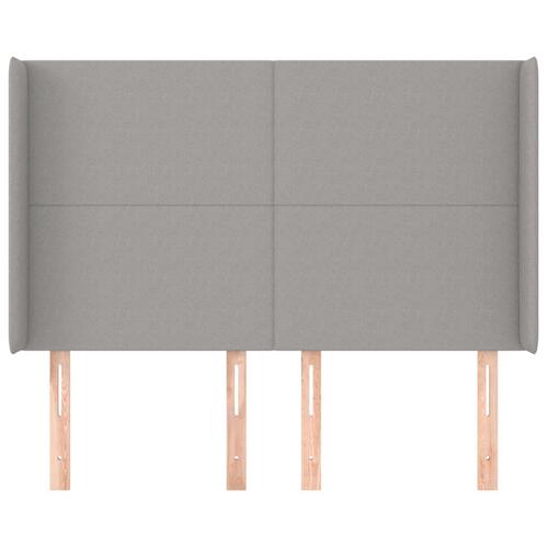 Sengegavl med kanter 147x16x118/128 cm stof lysegrå
