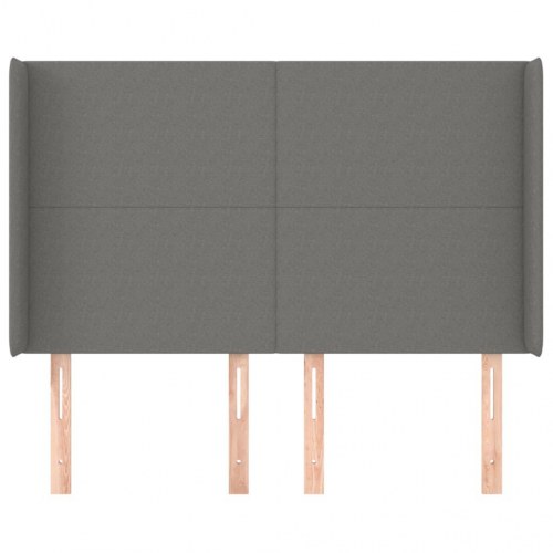 Sengegavl med kanter 147 x 16 x 118/128 cm - mørkegrå