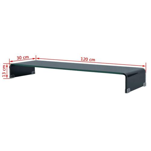 TV-stander/monitorstand sort glas 120x30x13 cm